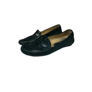 Vaneli Assia Black Snakeskin Driving Loafers 7.5A Comfort Moccasins